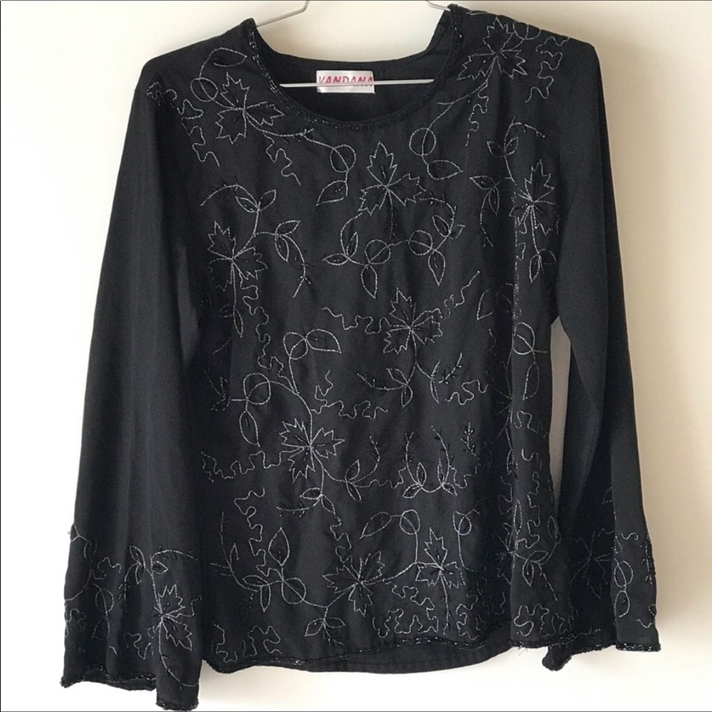 ❋ Black Bead & Embroidered Boho Blouse ❋ Vandana ❋